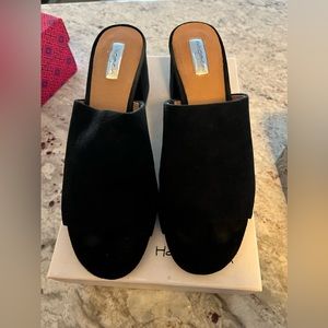 Halogen black suede mules!